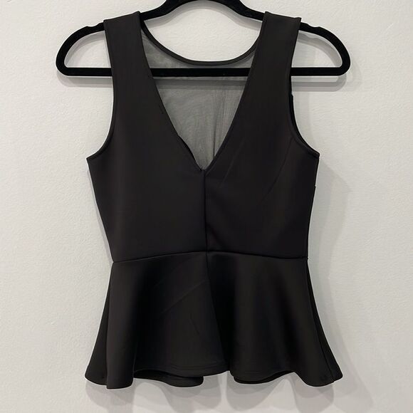 Forever 21 Women's Peplum Top With Plunging Neckline Color Black Sz S - Picture 4 of 6